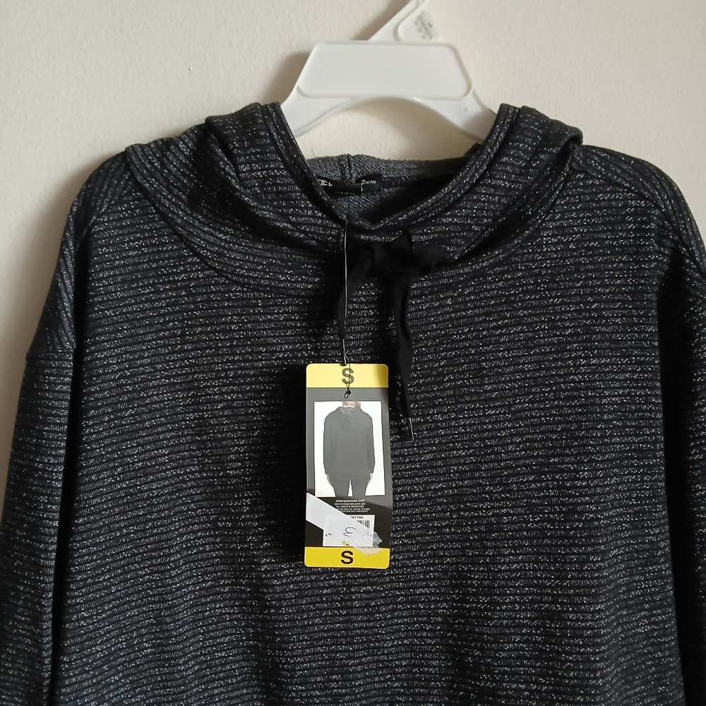 NWT Champion Women's Small Black Fleck Long‎ Sleeve High Neck Hoodie - Picture 4 of 13